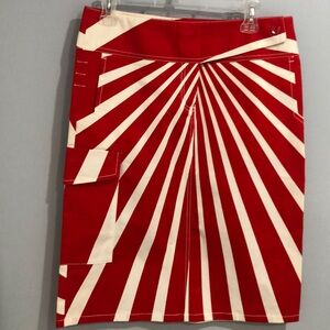 Jean Charles de Castelbajac Red Cream Stripped Skirt Women’s Size 44